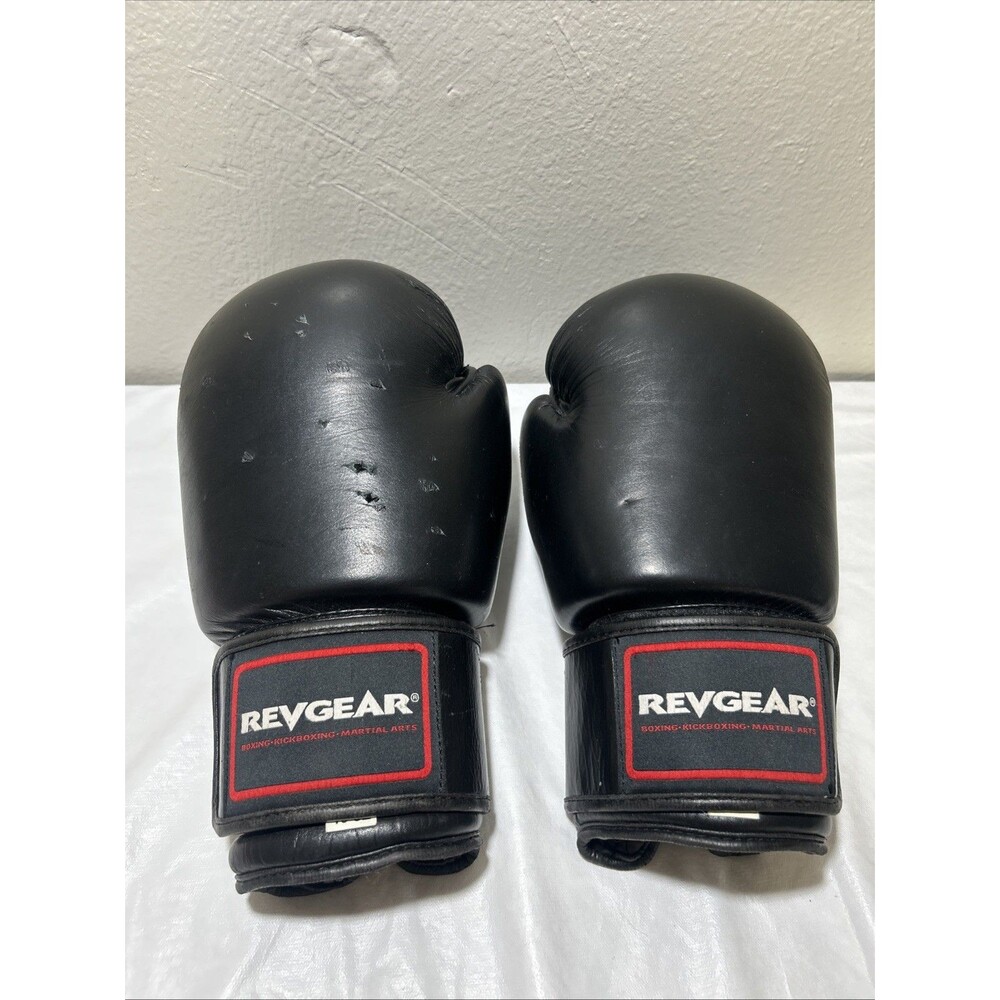 Revgear 16 oz Sparring Boxing Gloves Black/Red Hook & Loop Wrist Strap Size L